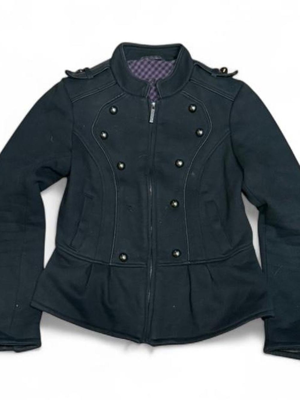 Y2K Steve Madden Napolean Black Button Zip Up Sweater